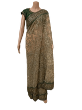 Sabyasachi Peach Embroidered Net Saree with Green Blouse - My Store